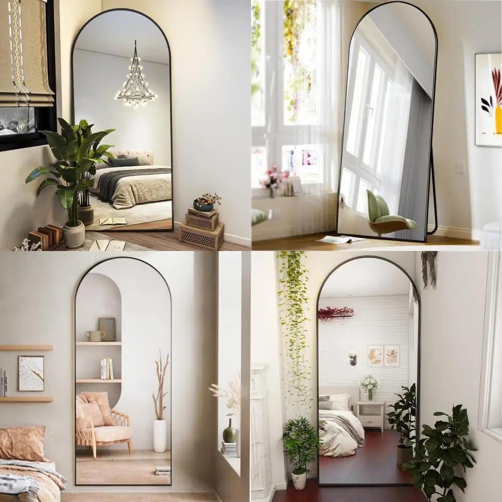 

Full-Length Floor Mirror with Stand for Home, Aluminum Frame, Lean or Hang, Full Body Wall Mirror for Dressing Room