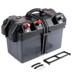 USB 12V Charger Port Plastic Fit Group 24- and 27-size Batteries Trolling Motor Power Center Station Boat Camper RV Battery Box