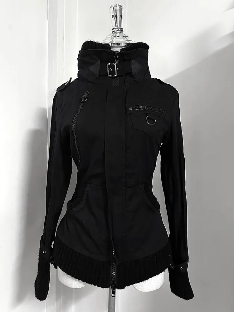 Original American Retro Bla Sweatirt Jaet Y2K Faion Design Versatile Unique Top Autumn Season Women's ort Outerwear