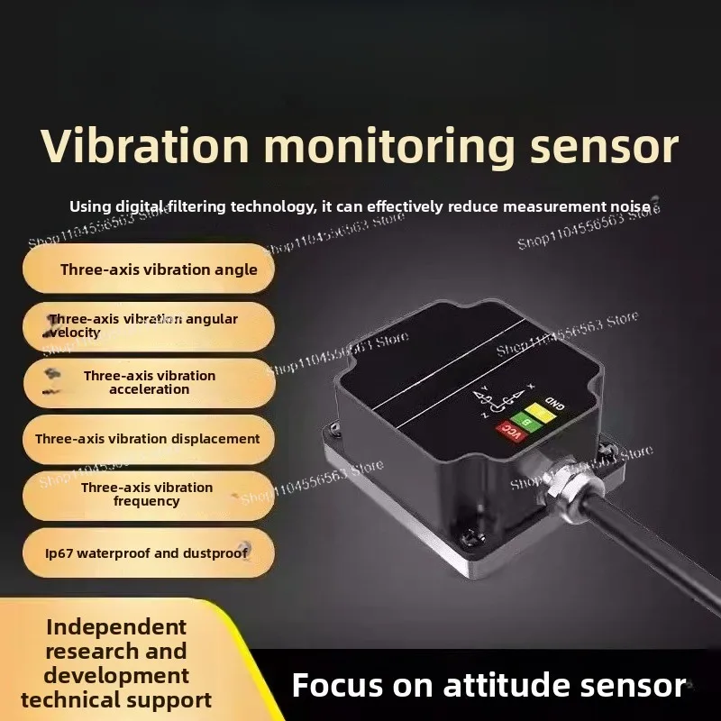 WT-VB02-485 Three-Axis Vibration Sensor - Waterproof, Monitors Displacement/Speed/Amplitude/Frequency for Motors & Water Pumps