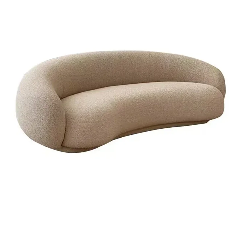 

hot sale Curved Wood Couches Simple Comfortable Living Room Sofas Modern Lounge White Sofas