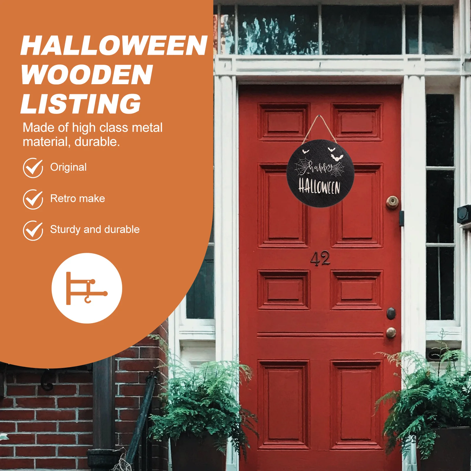 

Halloween Hanging Ornament Wooden Door Sign Decor Party Accessory For Home Office Cafe Restaurant Decoration Supply