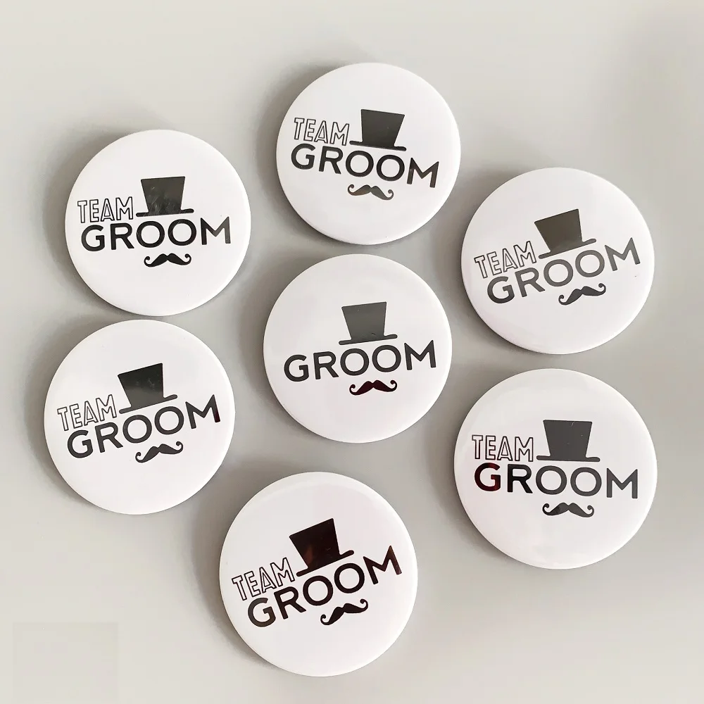 Bachelor Party Decoration Tinplate Badge Groom Badge White Team Groom Tinplate Badge wedding Accessory