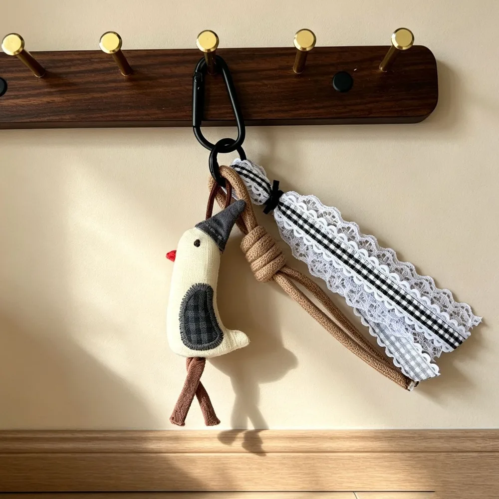 Cartoon Cartoon Charm Soft Texture Braided Lanyard Vintage Bag Keychain Handmade Forest-Style Animal Pendant Keyring