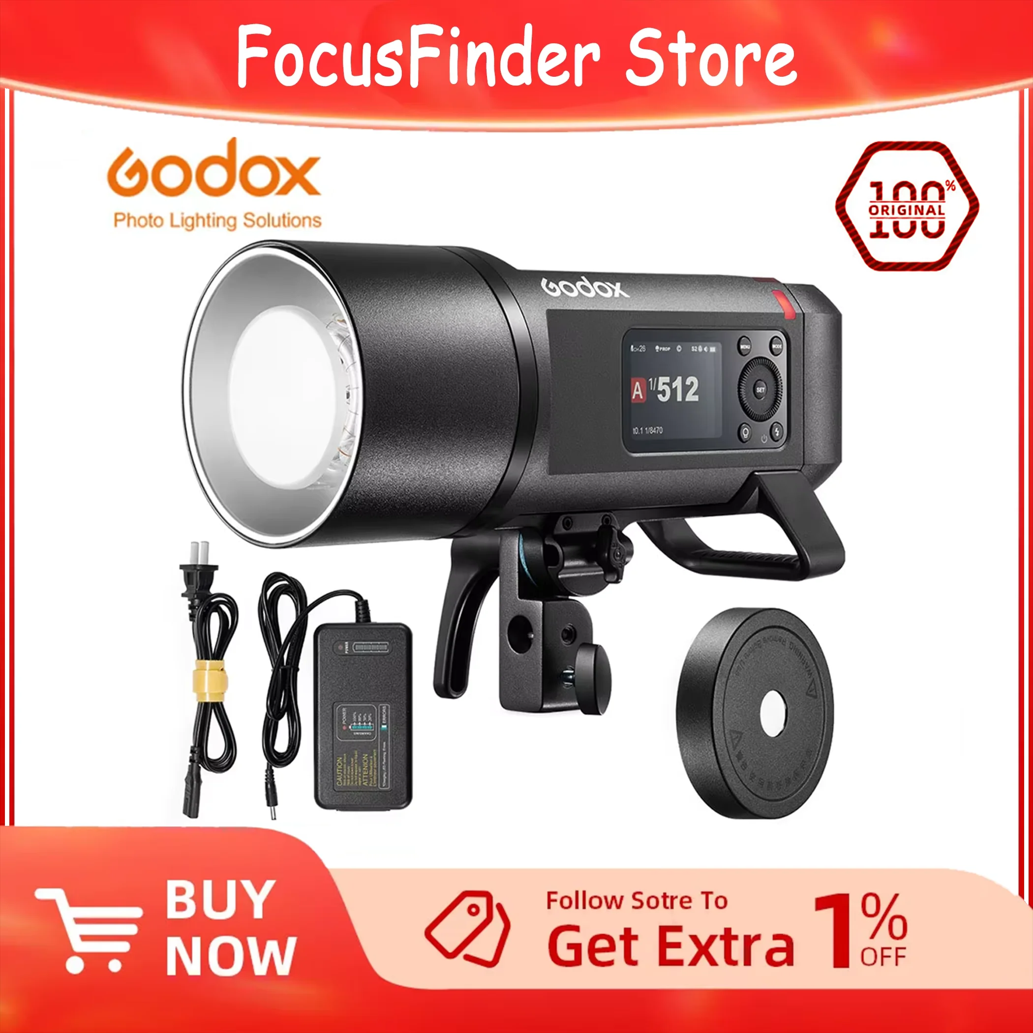 

Godox AD600PROII Outdoor Flash All-in-One 600W TTL HSS Built-in Li-on Battery 2.4G Wireless X System Strobe Light for Camera