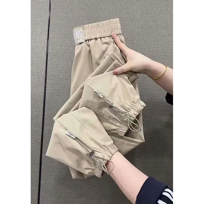 Summer Breathable Women Thin Casual Pants Korean Loose Quick-drying Sweatpants Female Elastic High Waist Ankle-Length Trousers