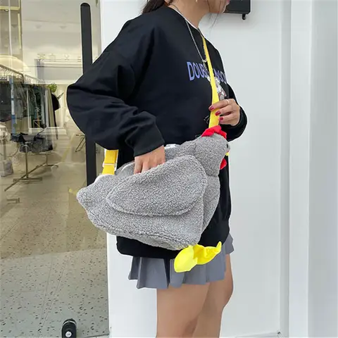 Encantador bolso cruzado de pollo de felpa, textura suave y diseño caprichoso, regalo Ideal para amantes de los animales y ocasiones festivas