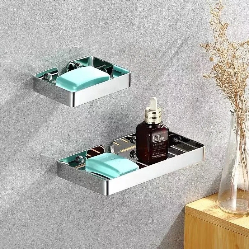 Extended Soap Box 304 Stainless Steel Soap Dish Bathroom Thickened Soap Box Black Shelf Wall Hanging