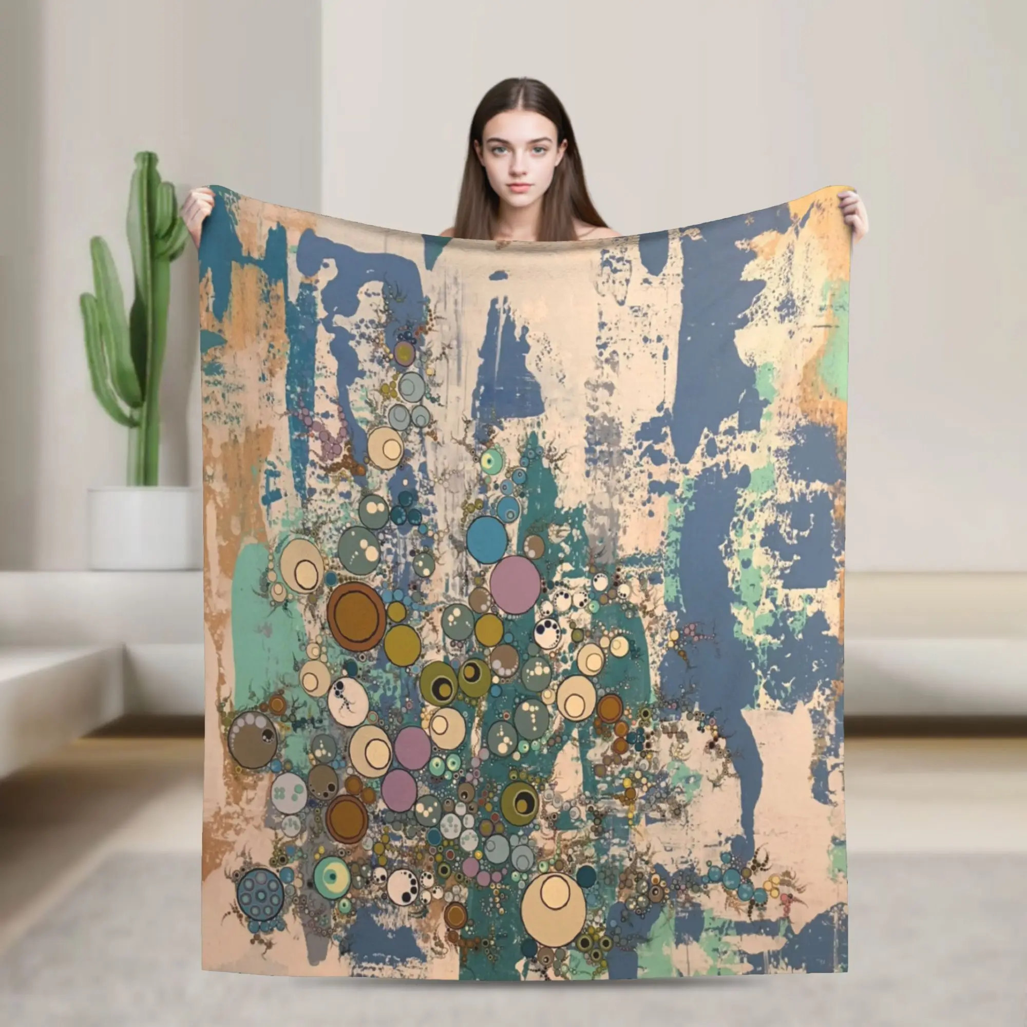 California Air Yayoi Kusama Knitted Blankets Fleece Dots Polka Aesthetic  Soft Throw Blankets for Airplane Travel Bedroom Quilt