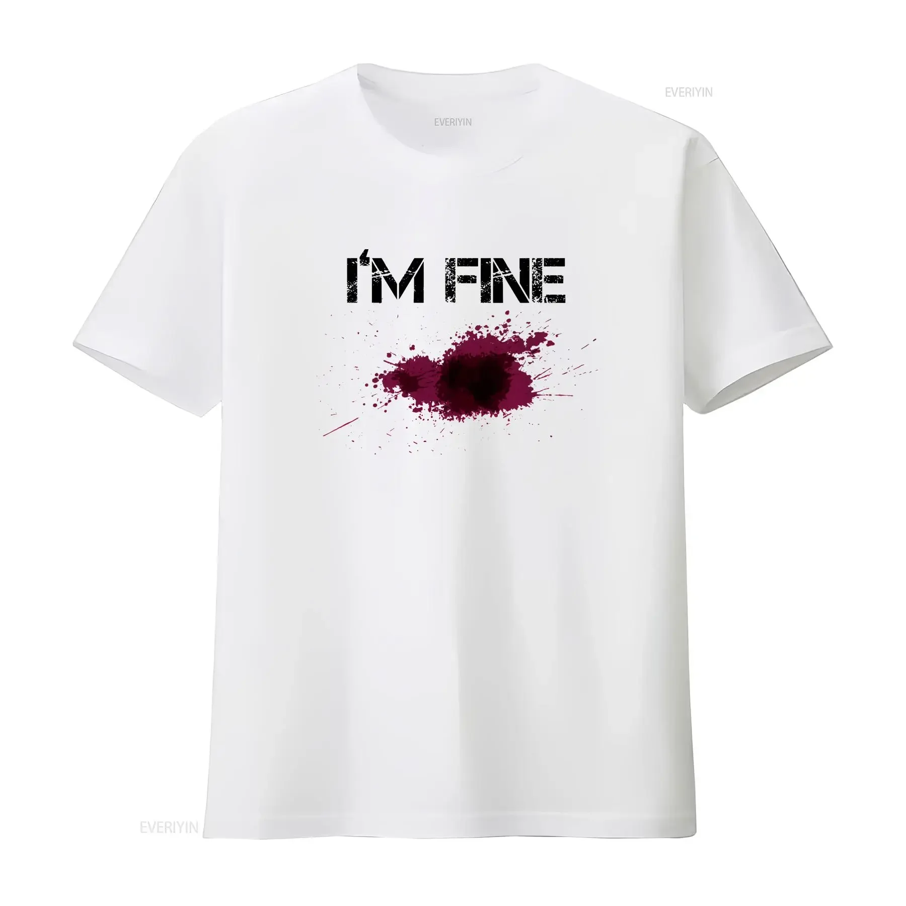 I'm Fine Sarcastic Zombie Slash Men's T Shirt Bloody Wound Halloween Party vintage Washed streetwear graphic designer clothes