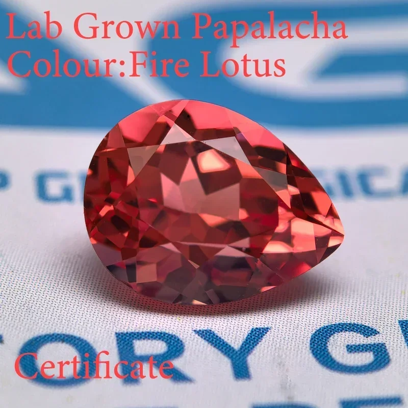 

Top Lab Grown Sapphire Pear Shaped Fire Lotus VVS1 Gemstone for Diy Jewelry Charms Making Materials Selectable AGL Certificate