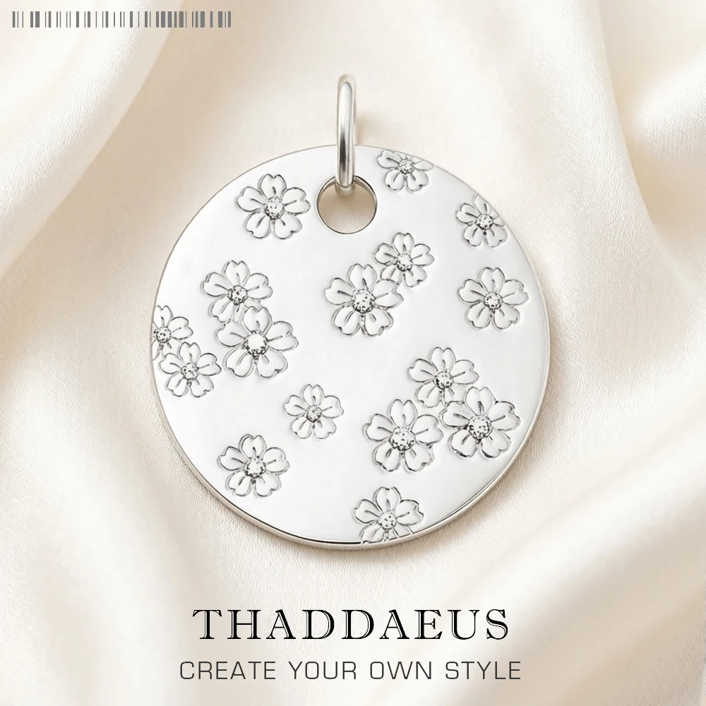Anhänger Kirschblüten-Ornament, brandneuer Frühling, 925er Sterlingsilber, romantischer Schmuck, Europa-Accessoire, Geschenk für Frau