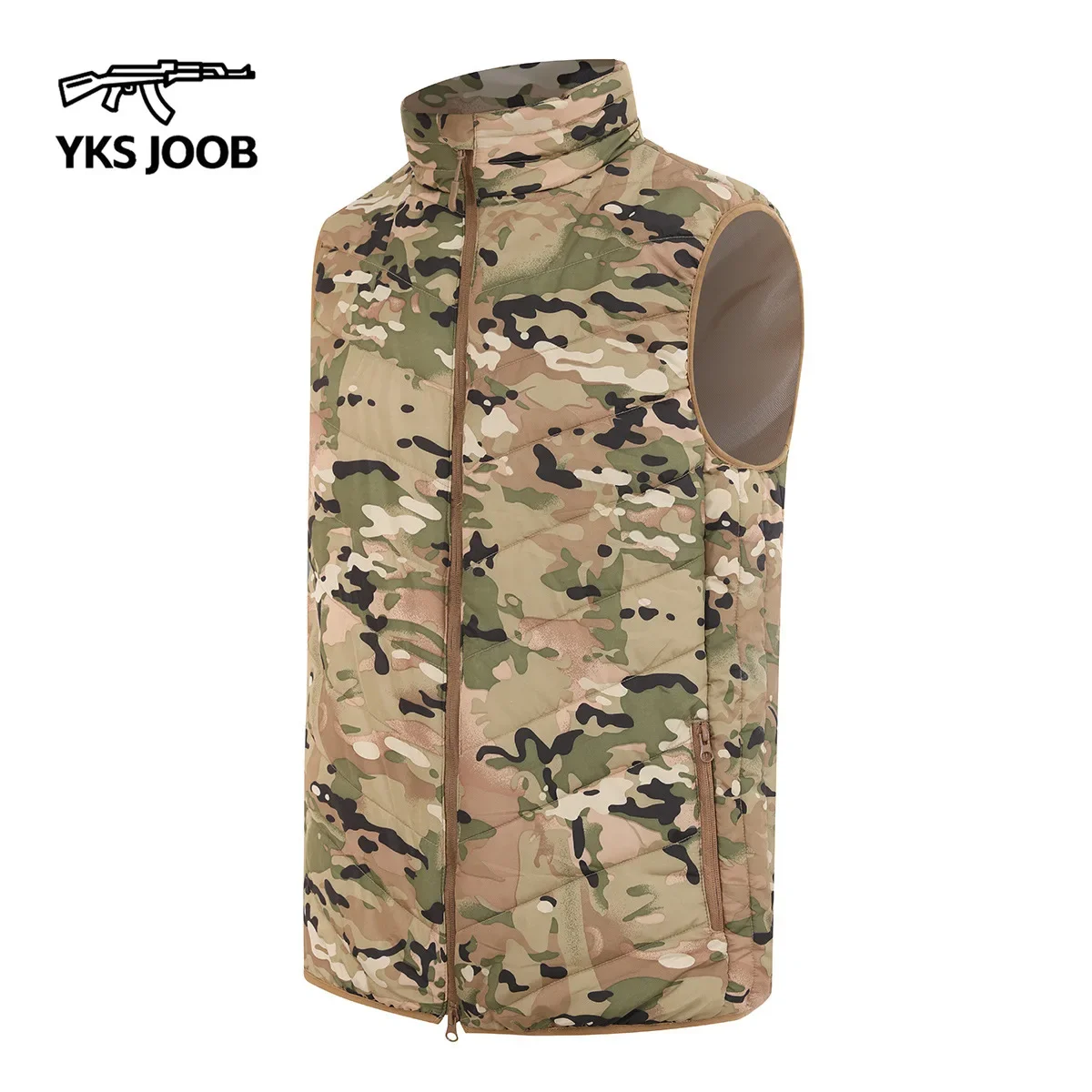 Casual Men's Sports Vest with Multiple Pockets Zipper Warmth Camouflage Tactical Vest Men's Outdoor Sports Hiking Hunting Tops