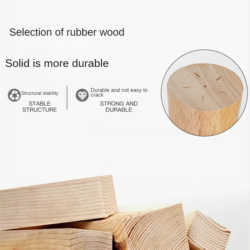 ABHI-Wood 4 Inch Furniture Legs Set Of 4 Round Solid Mid Couch Feet Accessories Legs For Sofa Dresser Cabinet Bed Home DIY