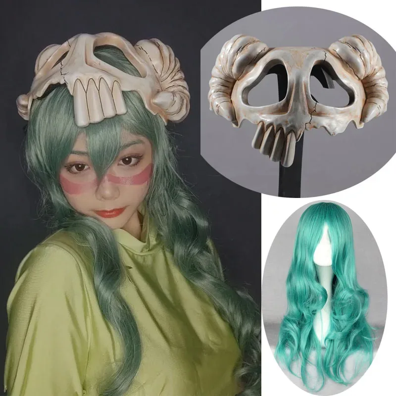 BLEACH Neliel Cosplay disfraz Nel pelucas máscara casco vestido de mujer para fiesta de Halloween rlu;3