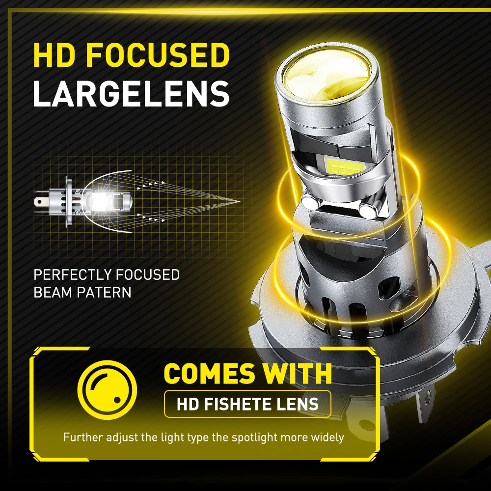 AUXITO 2Pcs 20000LM H4 ED Proj - Universal Motorcycle Led Headlight Projector avaliação e preço