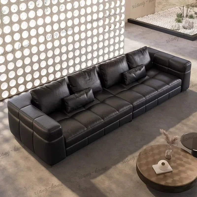 LS215cm 280cm Minimalist business reception office sofa luxurious genuine leather living room sofas and seating couch furniture