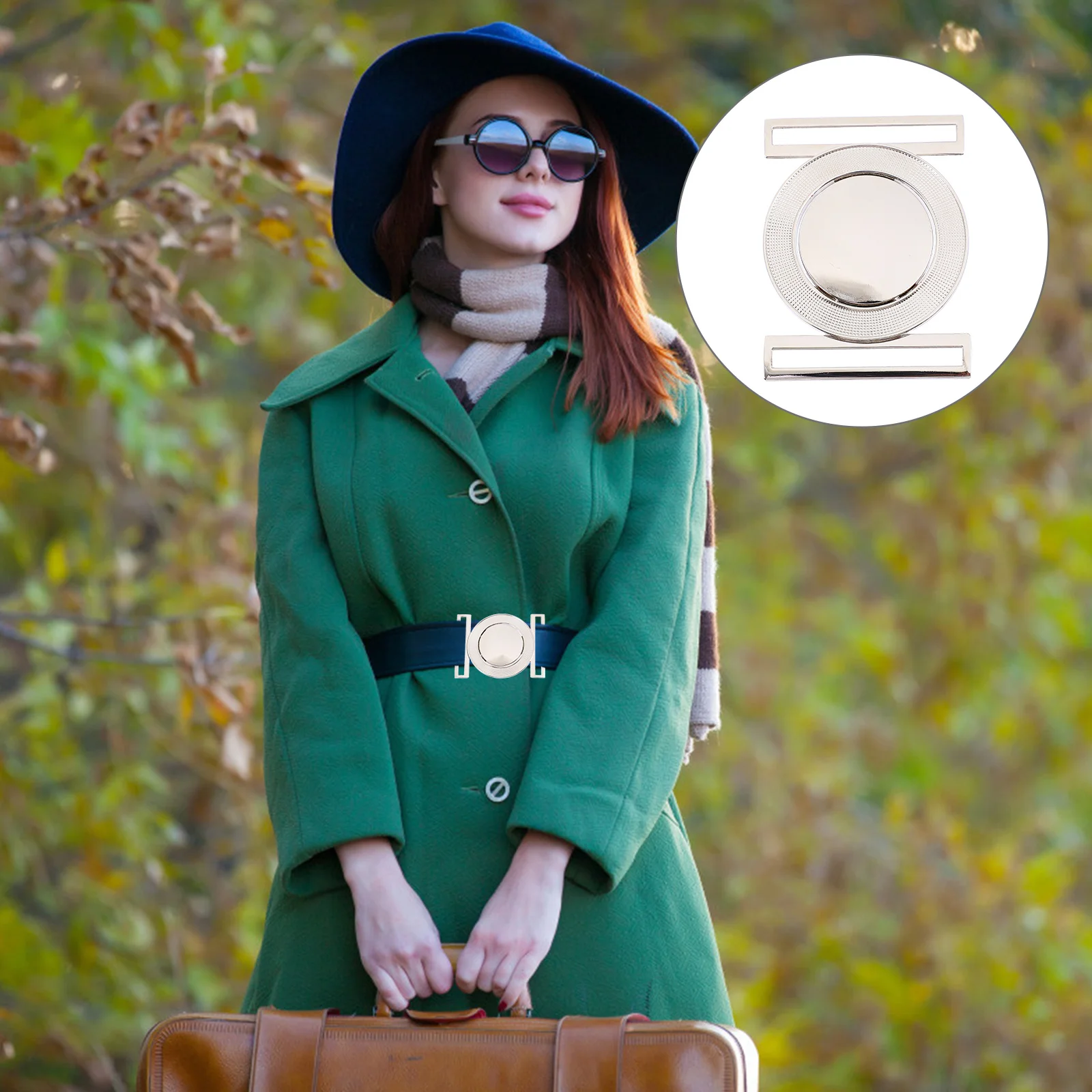 جولة حزام الخصر مشبك سبائك الزنك إغلاق لمعطف Diy بها بنفسك الملابس والاكسسوارات الزخرفية موصل أسفل أبازيم الحزام #3