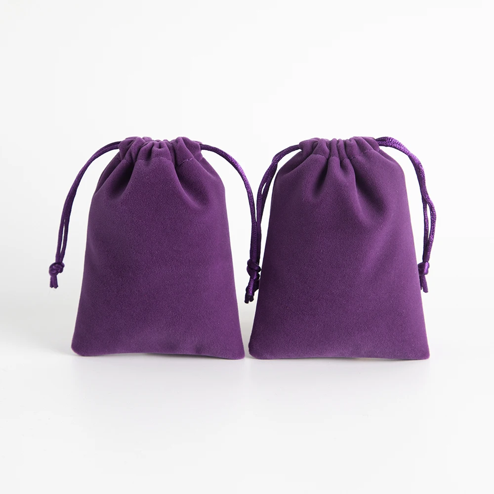 10Pcs Purple Velvet Drawstring Pouches Jewelry Packaging Bags for Charms Earrings & Small Ornaments for Wedding Gift Packing