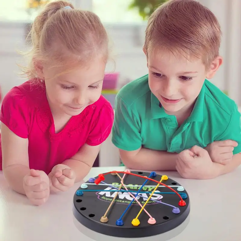 Rope Puzzle Game Colorful Lacing Toys Board Game Fun Travel Game Twisted Tangler Rope Sorting Puzzle Strategy Games for Kids