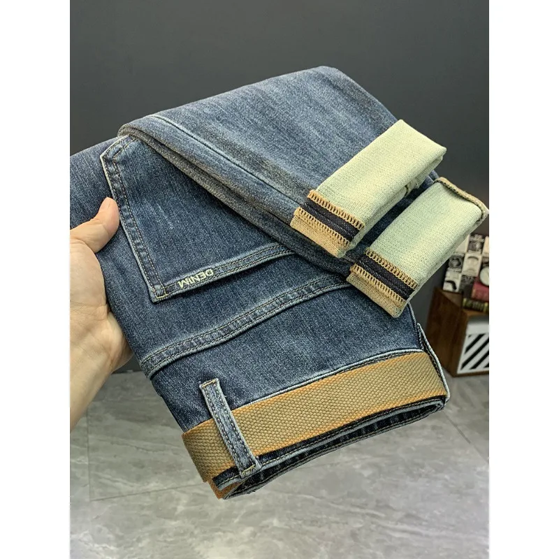 Jeans Men's Autumn 2023 New Fashion Embroidered Design Slim Feet Casual Men's Clothing Pencil Pants Long Pants
