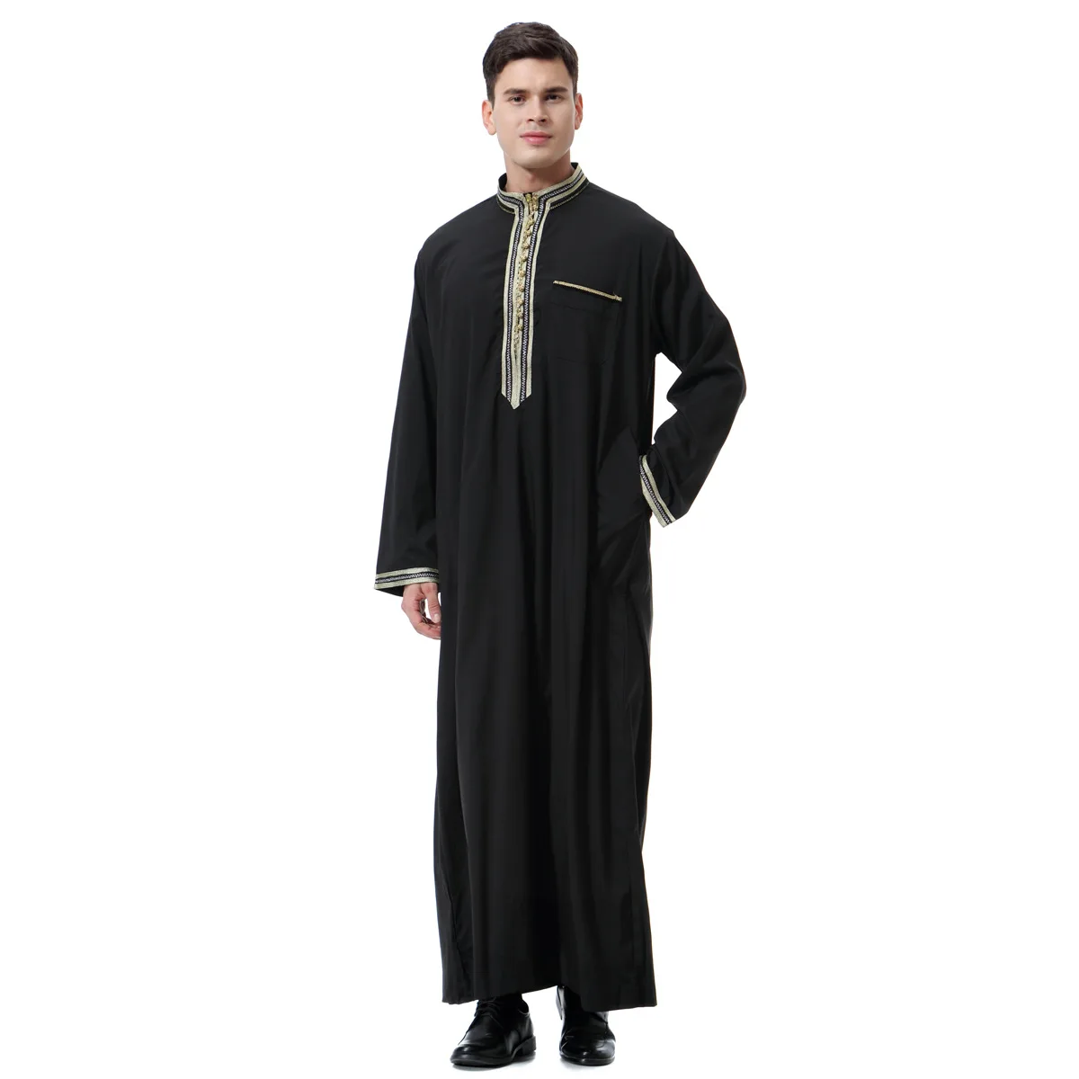 Túnicas musulmanas de Oriente Medio para hombres, ropa de Jubba Thobe, túnicas musulmanas turcas, Dubai, Emiratos Árabes Unidos, Arabia Saudita