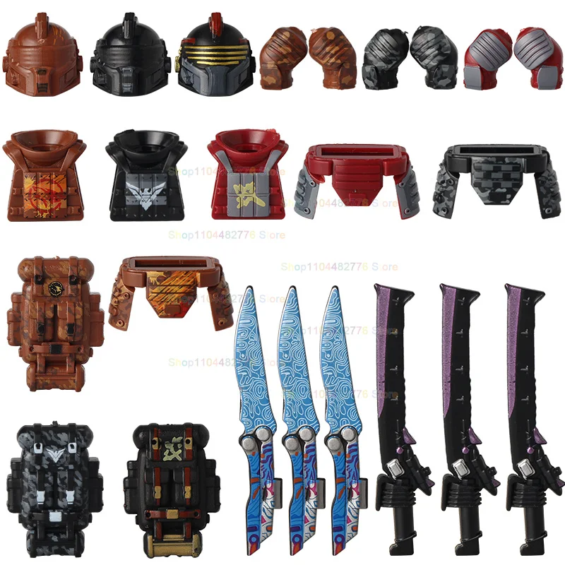 Figurines de soldats de jeu, armure lourde, accessoires de casque à deux couteaux, blocs de construction, jouets pour enfants, cadeaux DR25 DR24 DR23