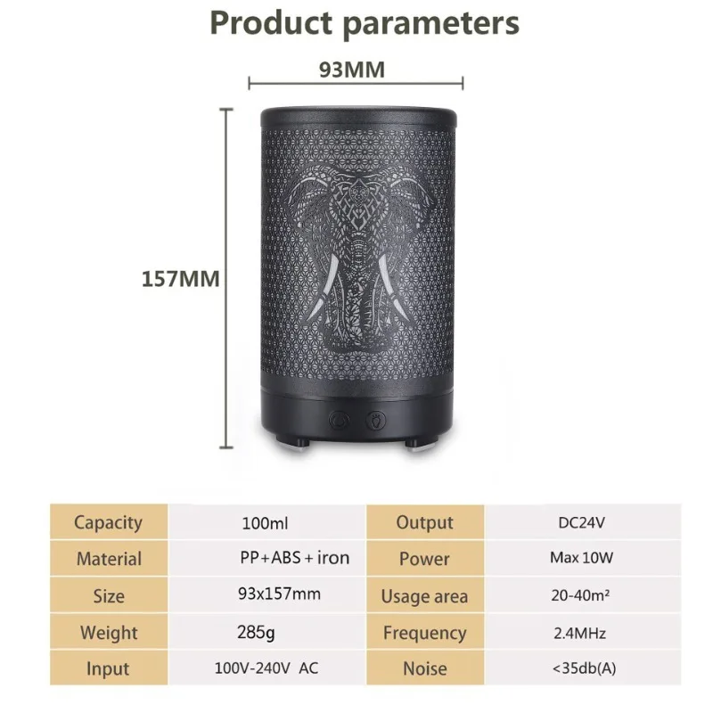 Mini Difusor de aceite esencial de aromaterapia de elefante, humidificador de aire ultrasónico de niebla fría con lámpara LED, Difusor de Aroma atomizador