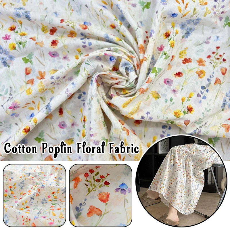 100x145cm Vintage Wildflower Printed Pure Cotton Fabric Soft Cotton Cloth DIY Cushion Cover Quilt Home Decor Sewing Fabric