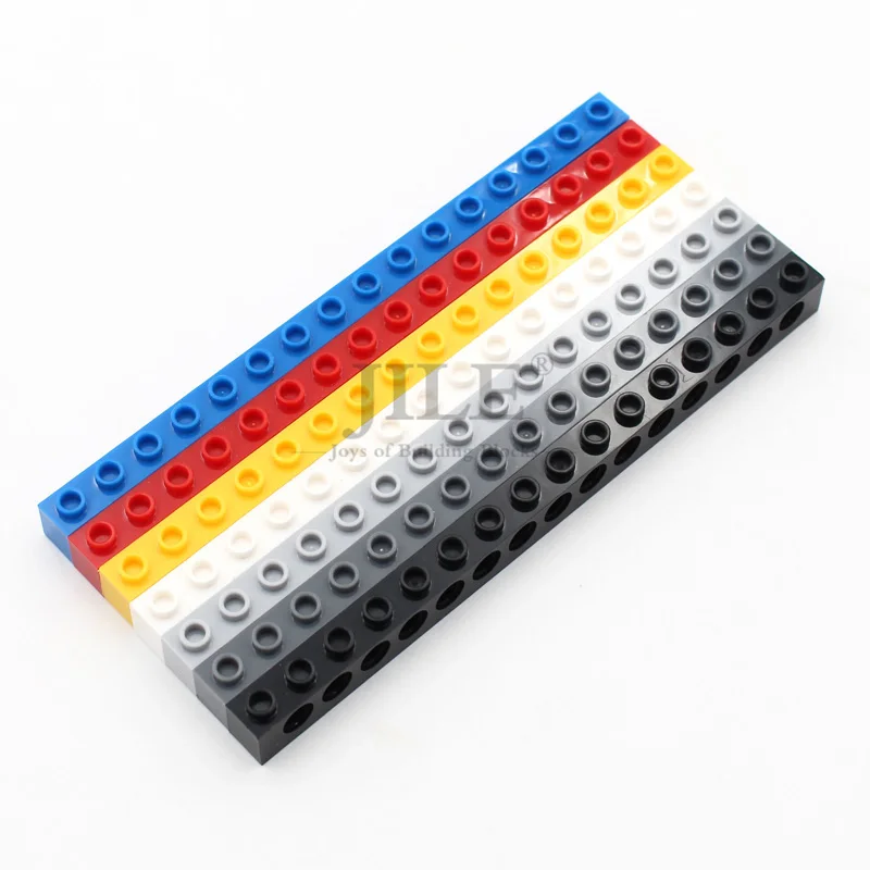 10 Stück MOC Technik-Steine 1x16 mit Löchern, Enlighten Bausteine 3703, Kompatibel mit Konstruktionsfahrzeugen, Bausatz-Teile Spielzeug