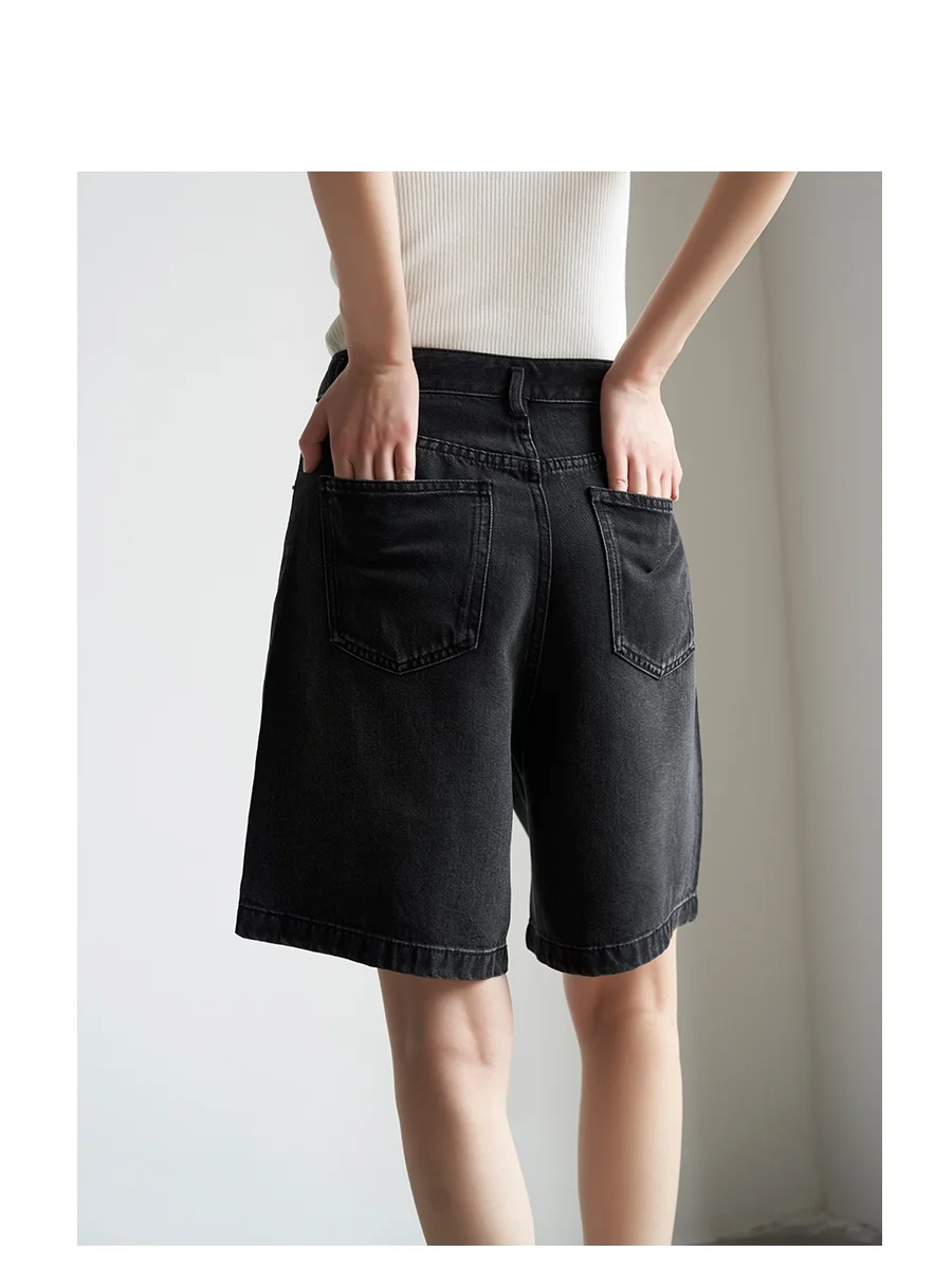 

LIMONN жесткие джинсовые свободные посадки для похудения, прямые брюки с пятью точками, летнее новое поступление, женские джинсы премиум-класса