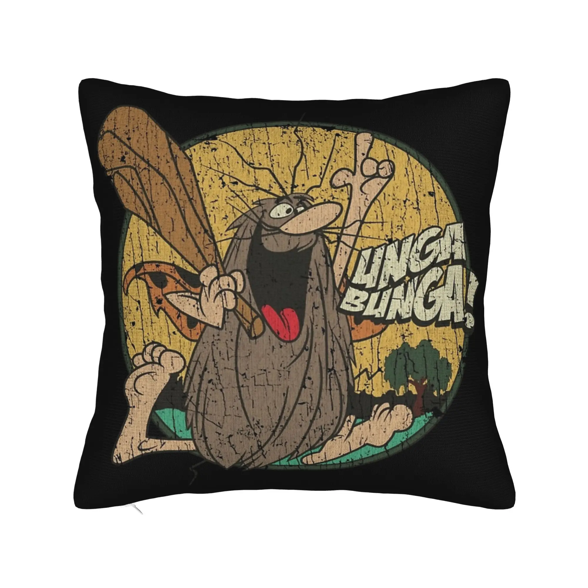 Cartoon Caveman 1977 Pillowcase Printed Polyester Cushion Cover Decoration  Throw Pillow Case Cover Home Zipper 18