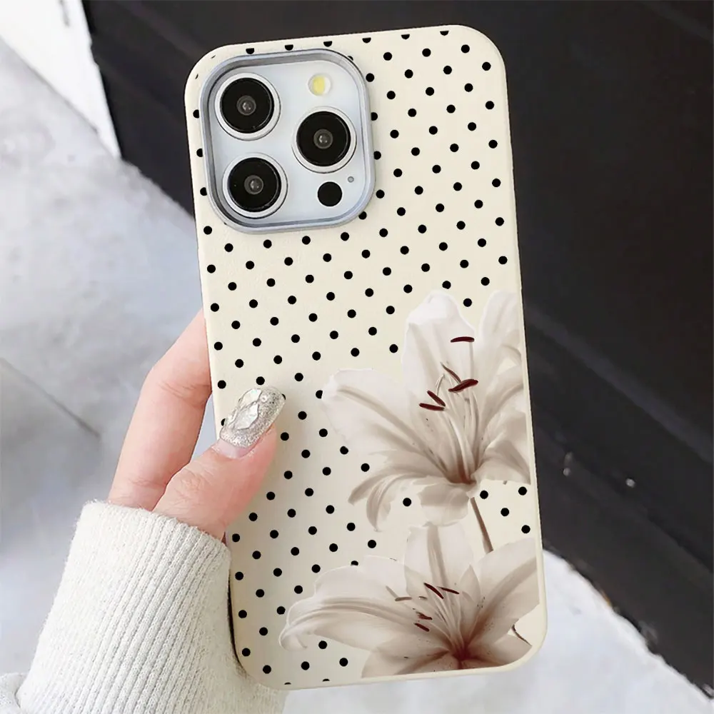 Lychee Pattern Soft TPU Phone Case For Samsung Galaxy S24 S26 Ultra S25 S24 S23 S22 Plus FE A56 A57 A37 A55 A36 White Lily Cover
