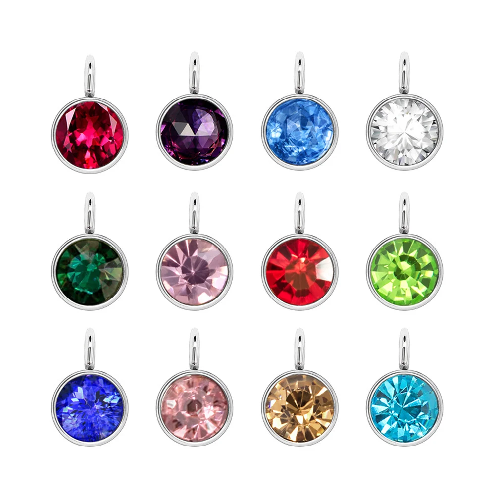 

24Pcs Birthstone Pendant Mixed Colors Alloy Natural Material Unique Shape DIY Jewelry Making Accessories Birthstone Pendant