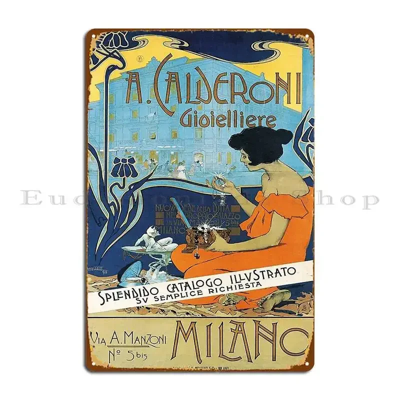 Vintage Poster Italian Art Nouveau Style Advertisement Metal Plaque Poster Rusty Plaques Bar Customize Club Tin Sign Poster