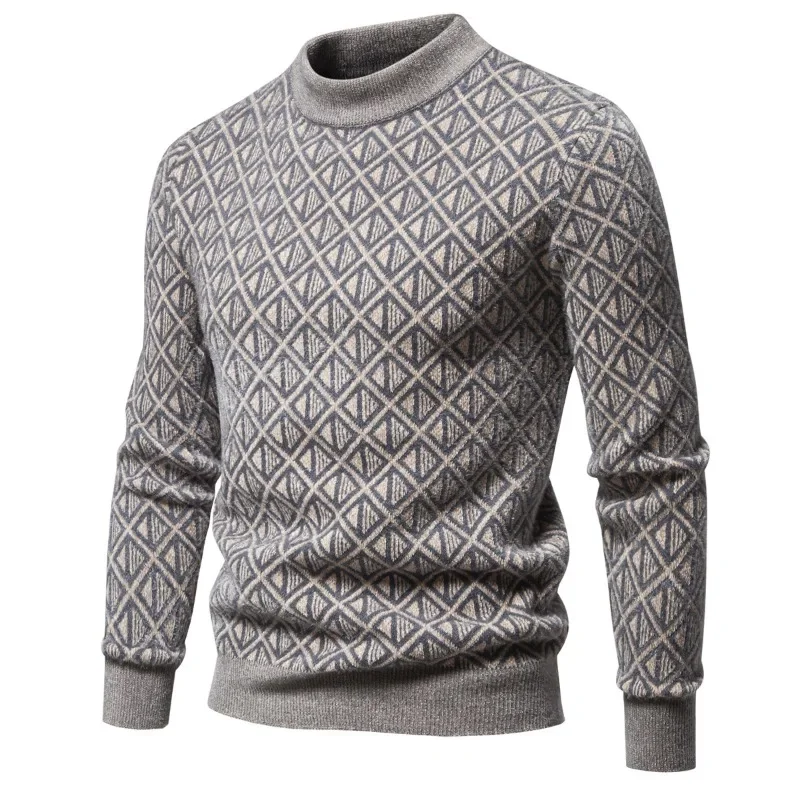 2024 neuer Herbst-und Winter-Strick pullover mit Rundhals ausschnitt, modisch bedruckte, warme und schmal geschnittene Pullover