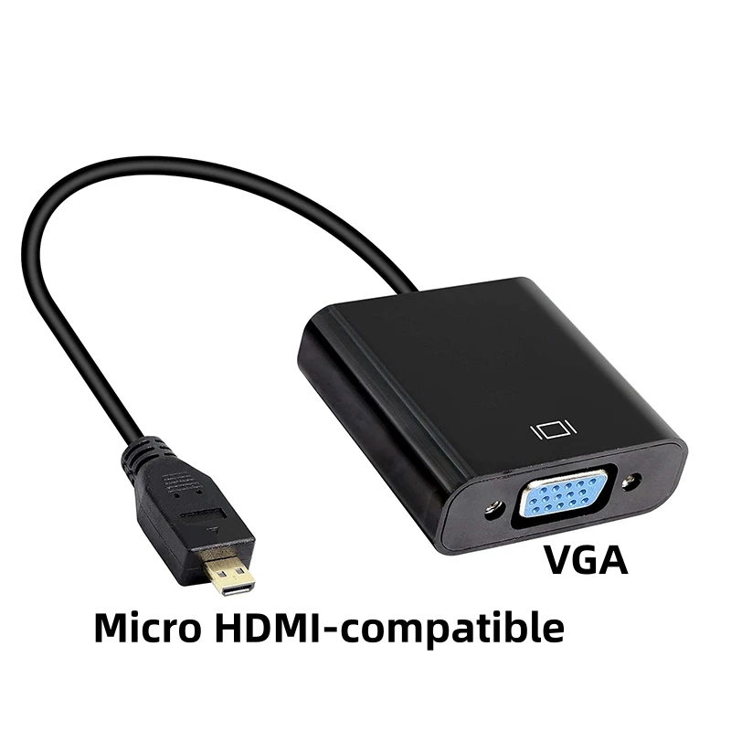 

Micro HDMI-compatible to VGA Adapter Converter 1080p Full HD for Camera Tablet Laptop to Monitor Projector Display