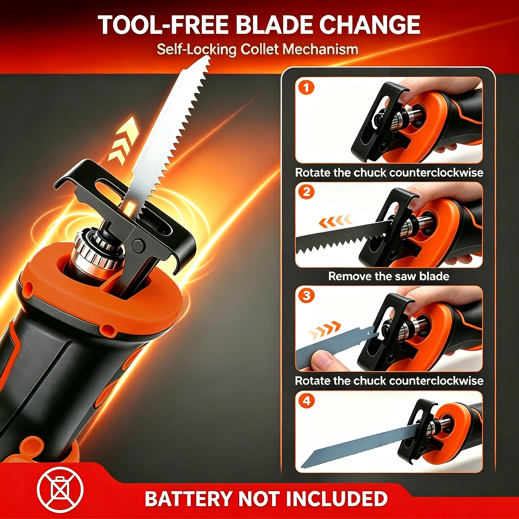 For DW 18V Battery, 6 Inch Cordless Reciprocating Saw, Portable Electric Power Tool for Wood Metal PVC Cutting, Battery Not Included
