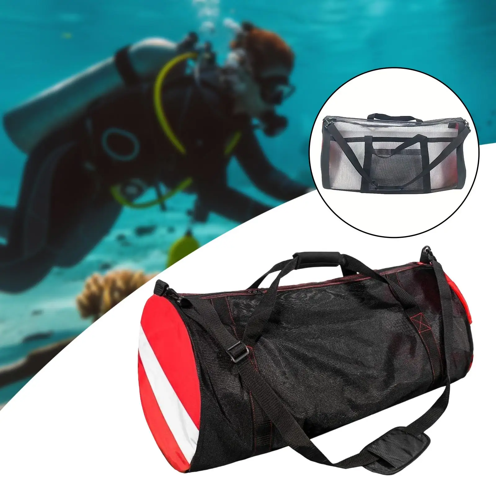 

Mesh Scuba Diving Bag Heavy Duty Nylon Duffle Large Gear Carrier Equipment Organizer for Beach Swimming Snorkeling Travel