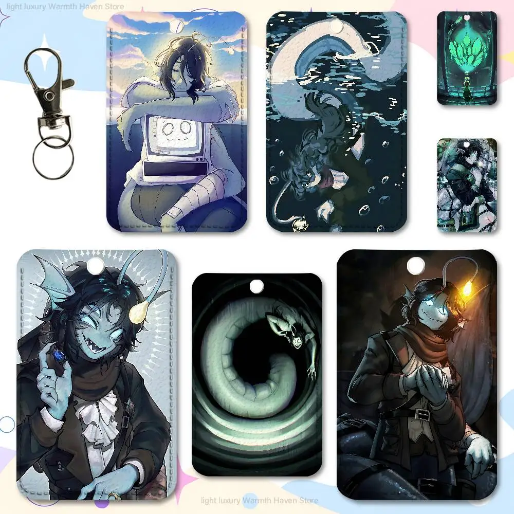 

P-Pressure S-Sebastian S-Solace Key Tag Ring Leather Card Holder Key Ring Rectangle Access Card Holder