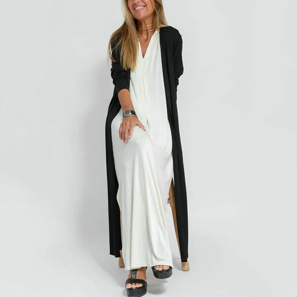 Fashionable Women's Office Dresses Elegant Loose Long Dress with Sleeveless Summer Style Paired with Autumn Cardigan Coat