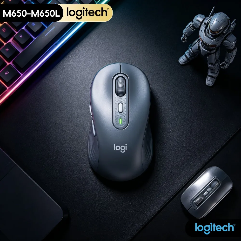 Logitech M650/M650L Signature Ergonomic Mouse Wireless Stable Signal Comfort Hand Fit Multi OS Compatibility Laptop Use