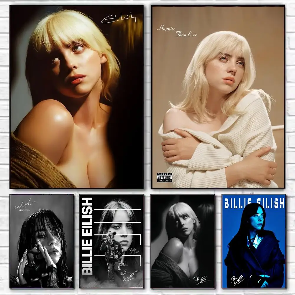 Hot Singer B-Billies E-EilishS Poster Stylish Wall Art Print for Living Room Bedroom Study Office Café Home Decor Modern Gift