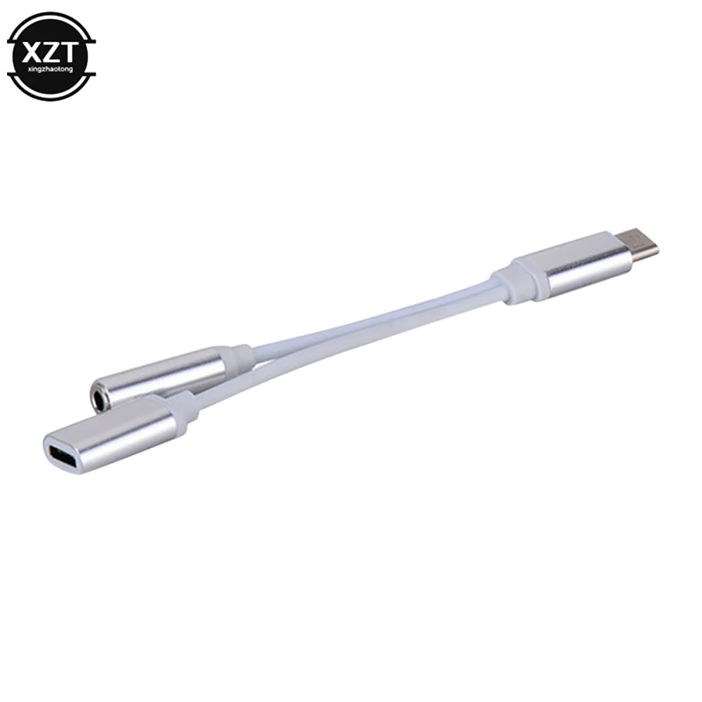 Type C To 3.5mm Jack USB-C To 3.5 AUX Audio Cable 2in1 USB Audio Splitter USB C Earphone Cable Charging Adapter Phone Accessory