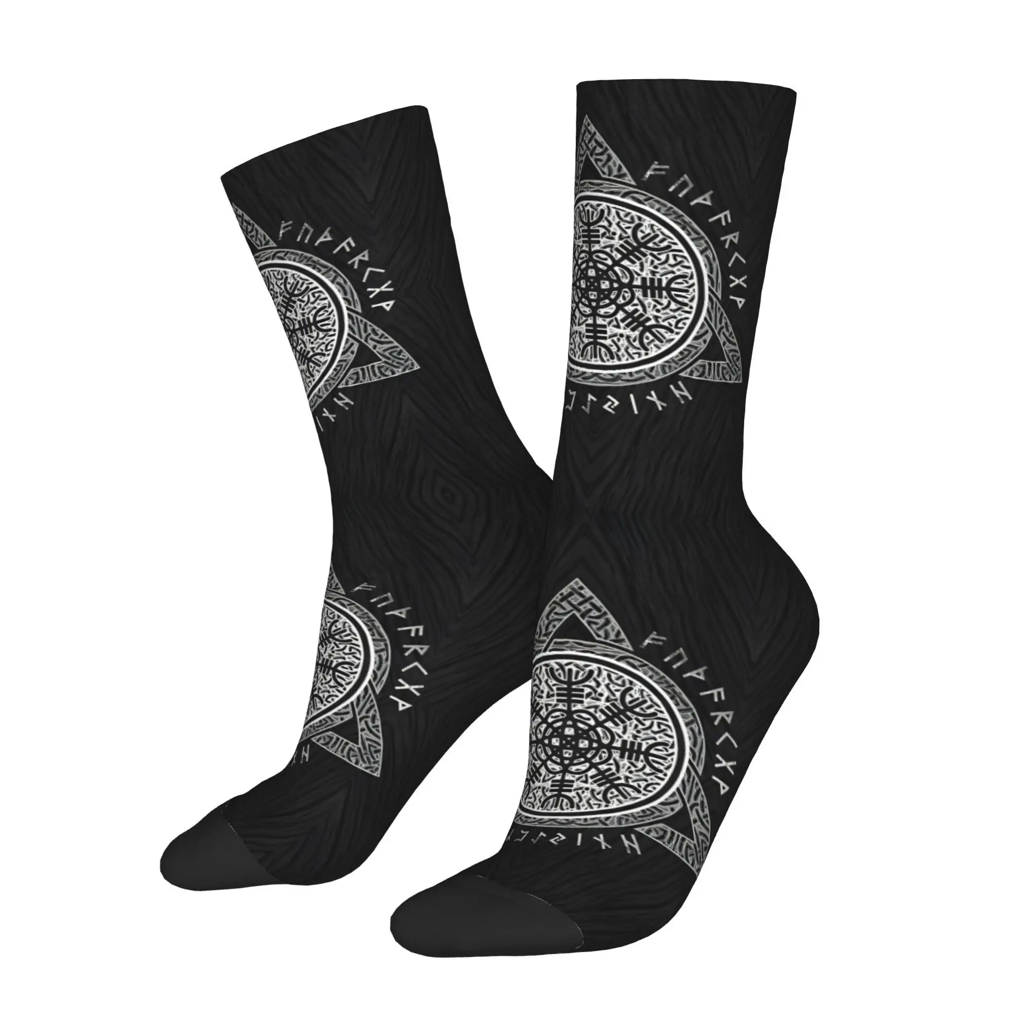 

Funny Sock for Men The Helm Of Awe Hip Hop Vintage Happy Quality Pattern Printed Crew Sock Casual Gift