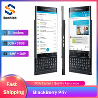 Original Blackberry Priv 4G LTE Mobile Phone 5.4'' 18MP+2MP 3GB RAM+32GB ROM Hexa-core QWERTY Keyboard Android Slider CellPhone
