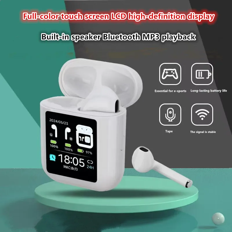 New Recording MP3 Step Counting Call Wireless Bluetooth Earphones True Color Touchscreen Intelligent Sports Gaming Headphones