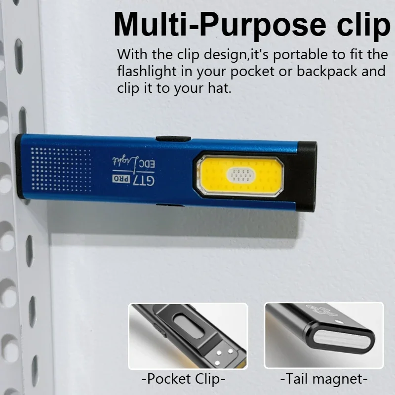 Светодиодный брелок-фонарик, многофункциональный портативный фонарик, карманный фонарь, перезаряжаемый с зажимом для крышки, прожектор, рабочий свет с магнитом