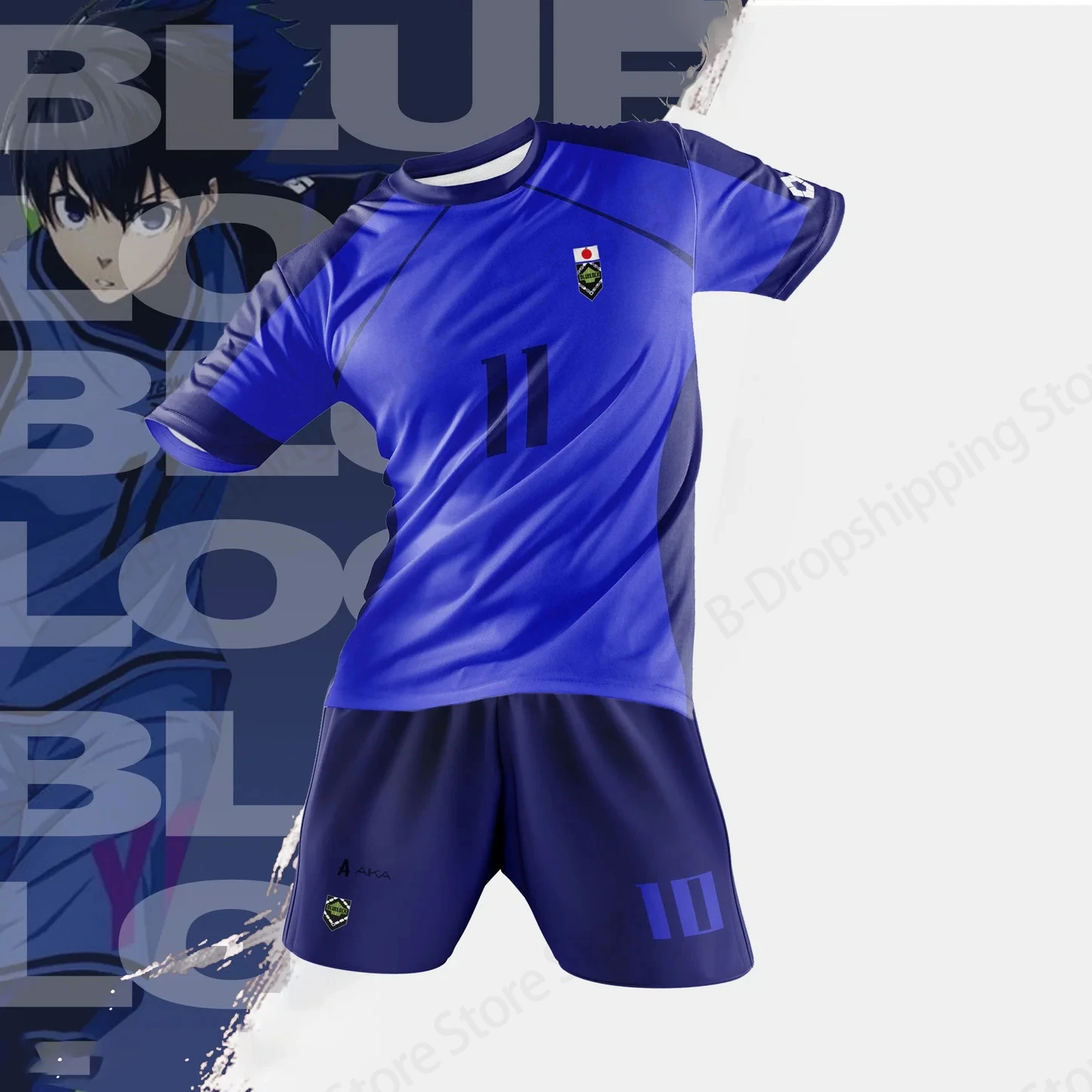 

Men Sets Jersey Anime Blue Lock Isagi Soccer 3d Print Short Sleeve T-shirt+Short 2Pcs Set Sports Blue Lock Tracksuit Suit New