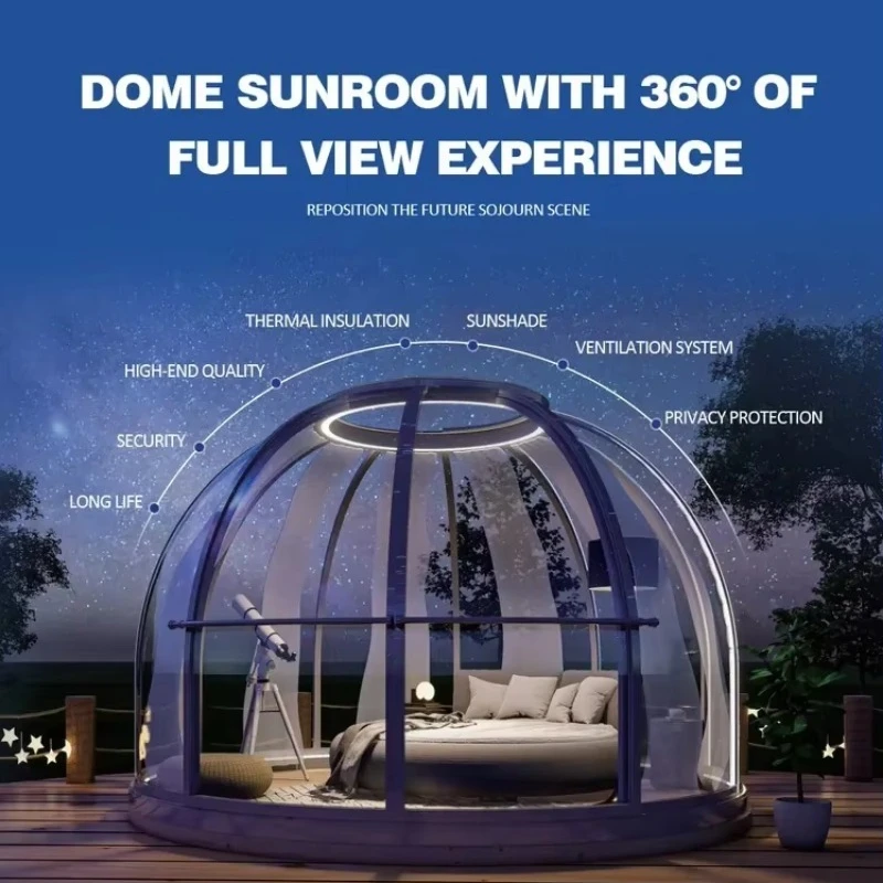 PC Transparent Star Bubble House, Outdoor Sunroom Dome Tent for Internet‑Famous Restaurant Booth Glamping Homestay Dining